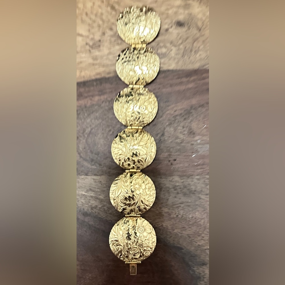 Vintage Gold Tone Crown Trifari Rhinestone Bracelet